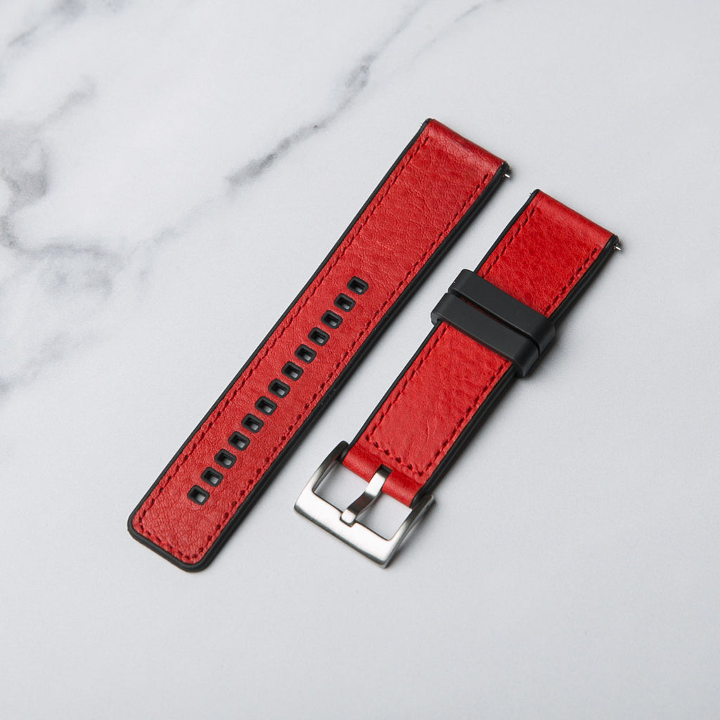 Winchester Rubber and Leather hybrid watch strap from North Straps in red.