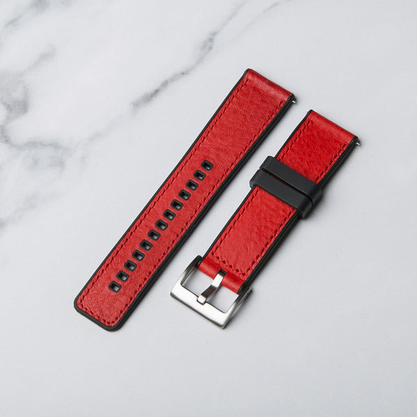 Winchester Rubber and Leather hybrid watch strap from North Straps in red.
