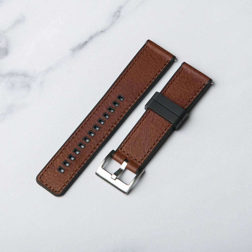 Winchester Rubber and Leather hybrid watch strap from North Straps in dark brown.