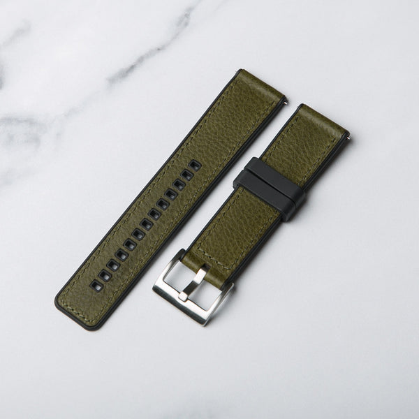 Winchester Rubber and Leather hybrid watch strap from North Straps in Green.