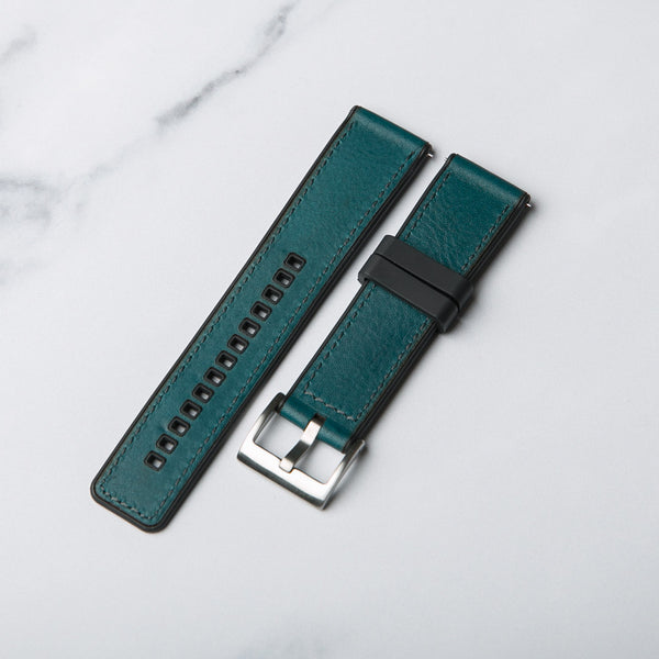 Winchester Rubber and Leather hybrid watch strap from North Straps in blue.