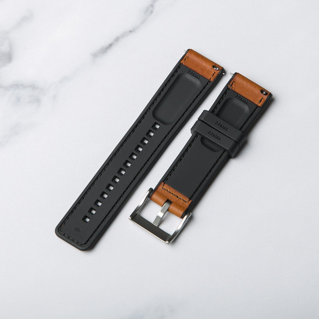 Winchester Rubber and Leather hybrid watch strap from North Straps in light brown.