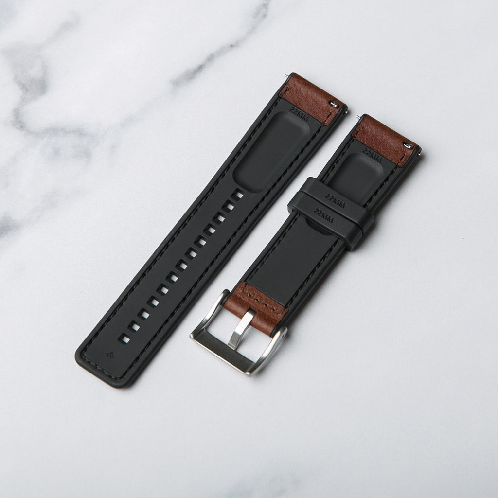 Winchester Rubber and Leather hybrid watch strap from North Straps in dark brown.