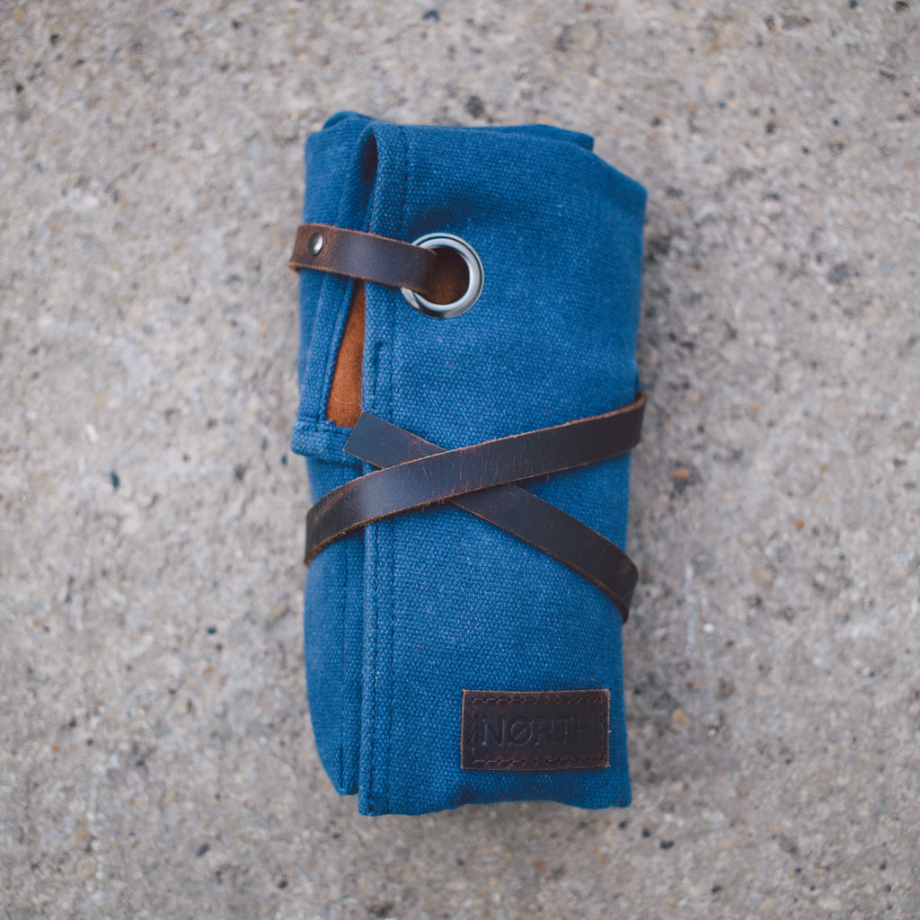 Navy Blue Canvas Watch Roll by North Straps