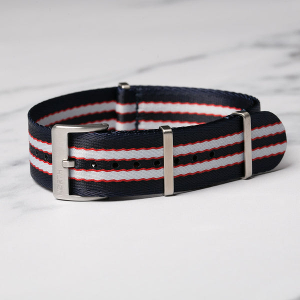 Blue/White/Red Premium Seatbelt Nato Strap by North Straps