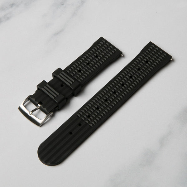 Black Rubber Waffle Watch Strap by North Straps