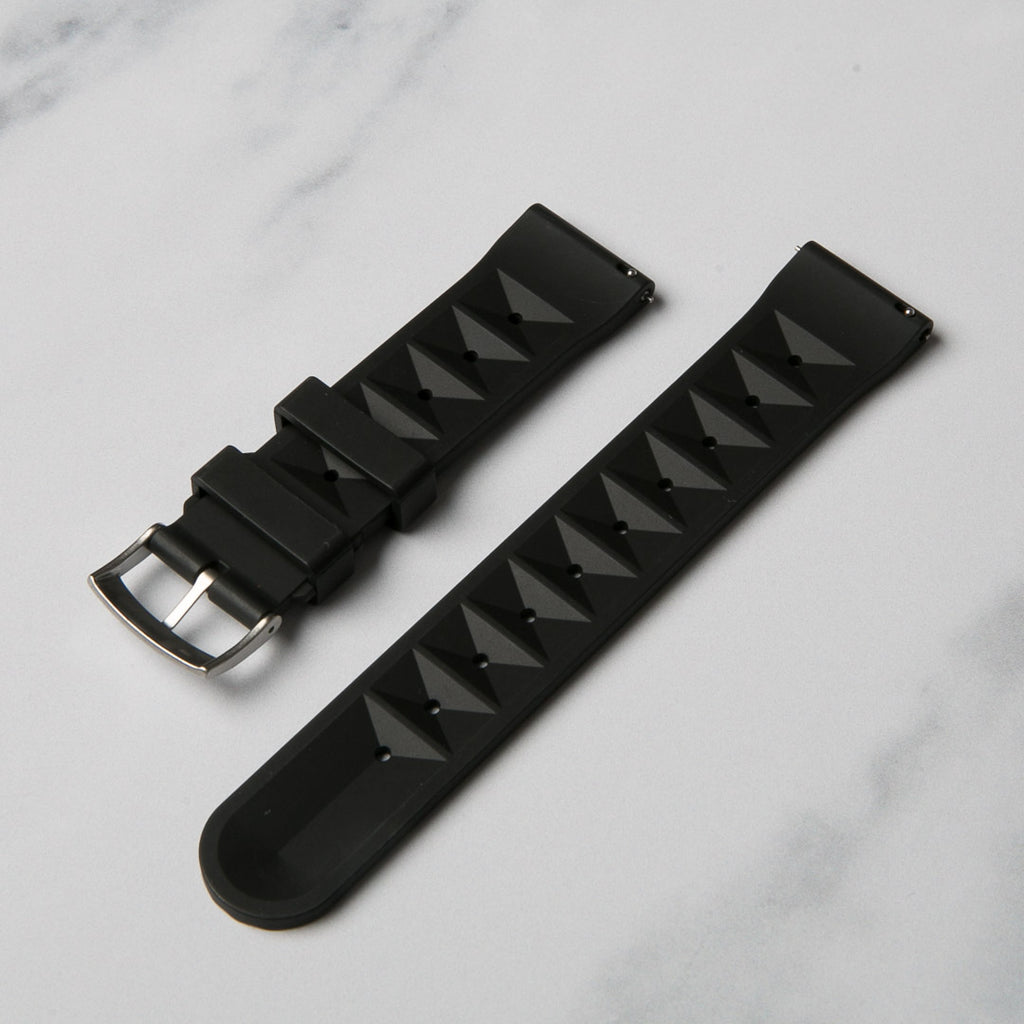 Black Rubber Waffle Watch Strap by North Straps