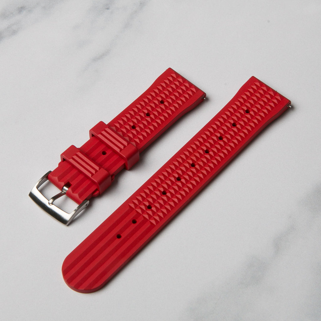Red Rubber Waffle Watch Strap by North Straps