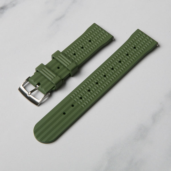Green Rubber Waffle Watch Strap by North Straps