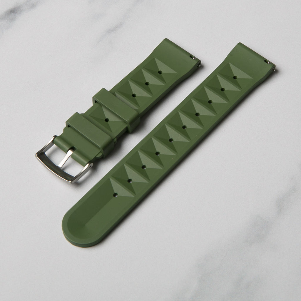 Green Rubber Waffle Watch Strap by North Straps