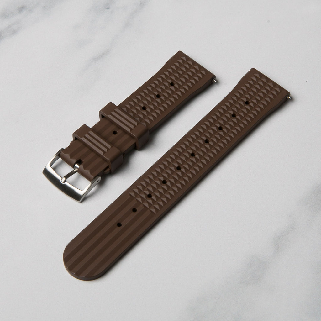 Brown Rubber Waffle Watch Strap by North Straps