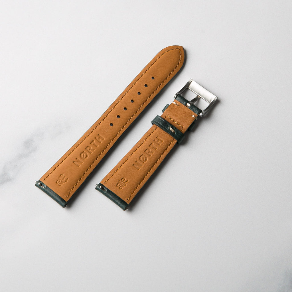 Blue Horween Chromexcel leather watch strap by North Straps