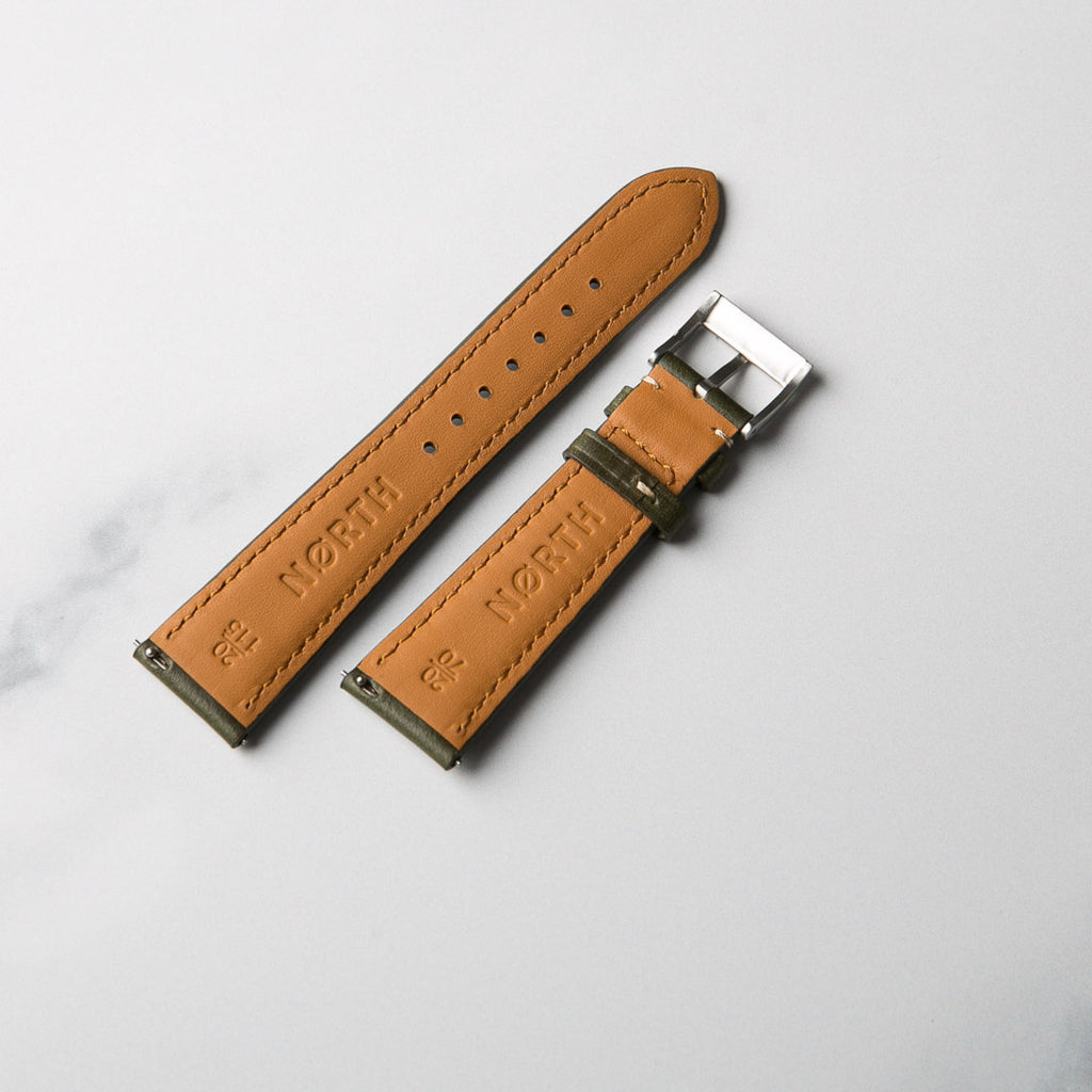 Green Horween Chromexcel leather watch strap by North Straps
