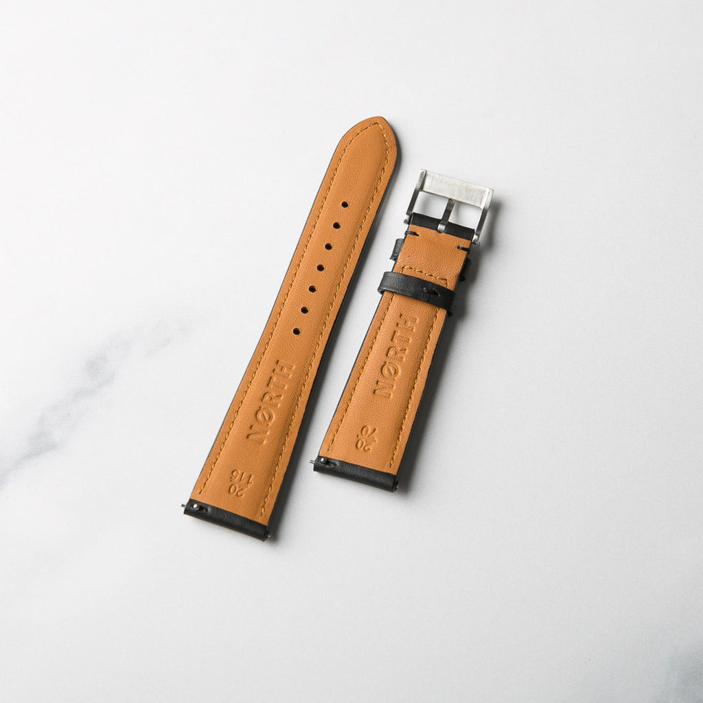 Black Barenia leather watch strap by North Straps