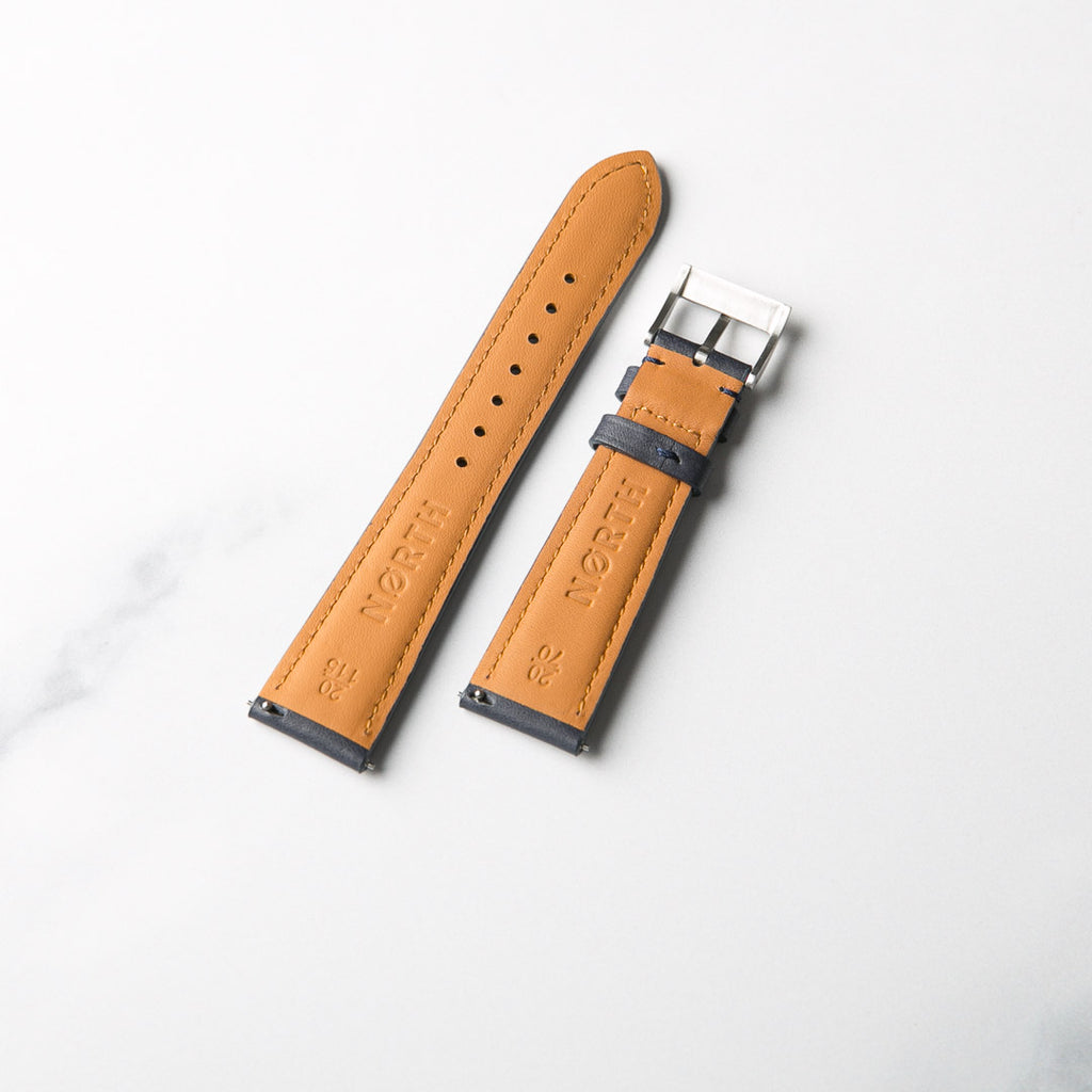 Blue Barenia leather watch strap by North Straps