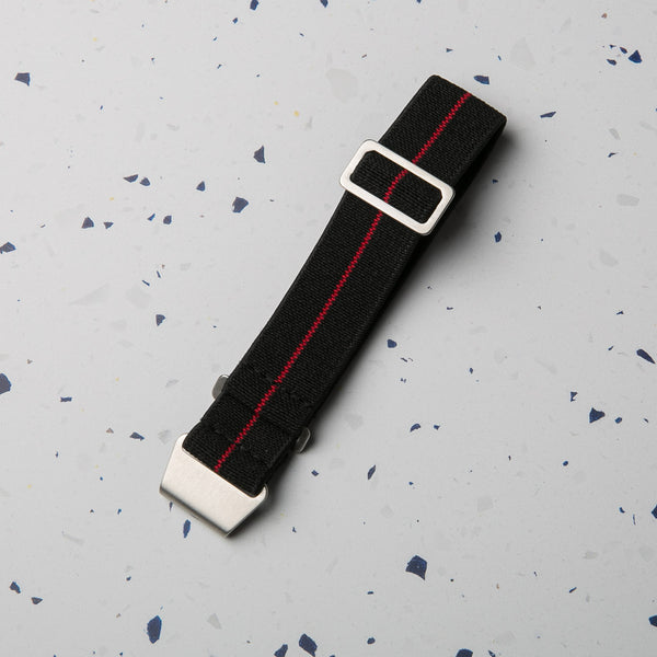 Black with Red Stripe Para style elastic watch strap by North Straps