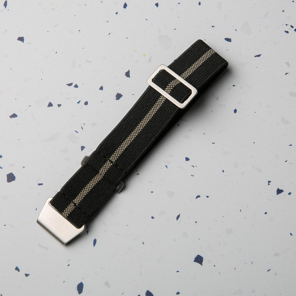 Black with Beige Stripe Para style Elastic watch strap by North Straps
