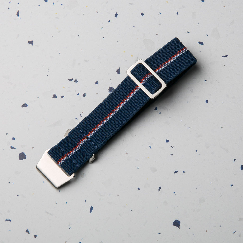 Para Style Elastic watch strap in Blue, white and red by North Straps
