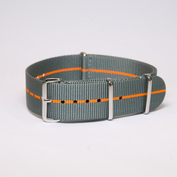 Grey/Orange Super Military Watch Strap