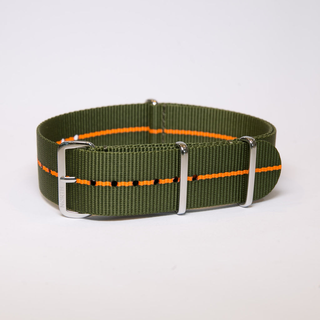 Green/Orange Super Military Watch Strap