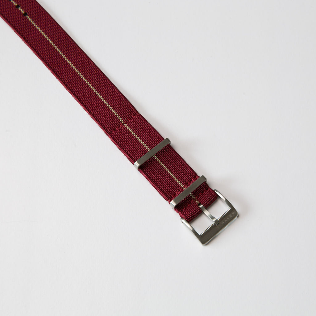 Burgundy/Khaki elastic single pass strap by North Straps